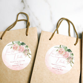 Adesivo Obrigado de chá de fraldas para rosas rosa embebid