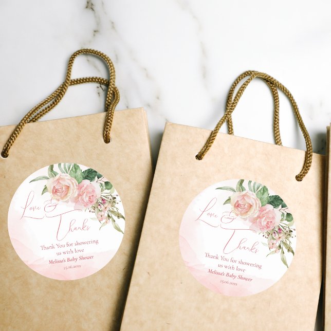 Adesivo Obrigado de chá de fraldas para rosas rosa embebid (Criador carregado)