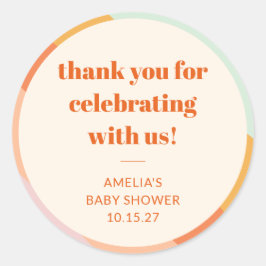 Adesivo Obrigado de Chá de fraldas Personalizado com Faixa