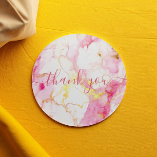 Adesivo Obrigado de cliente cor-de-rosa e dourado