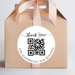Adesivo Obrigado de código QR para dar suporte à nossa emp