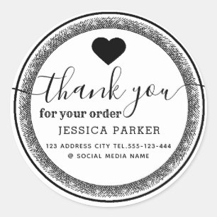 Adesivo Obrigado de coração de vintage elegante que você f