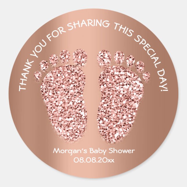 Adesivo Obrigado de Favoritos do Chá de fraldas de Pés Gli (Frente)