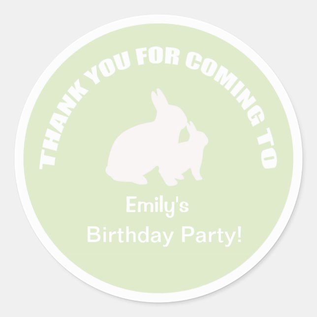 Adesivo Obrigado de festa de aniversário coelhinha, seu ad (Frente)