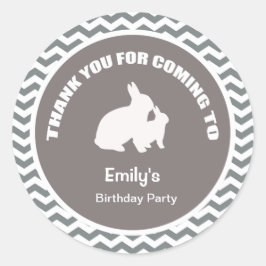 Adesivo Obrigado de festa de aniversário coelhinha, seu pr