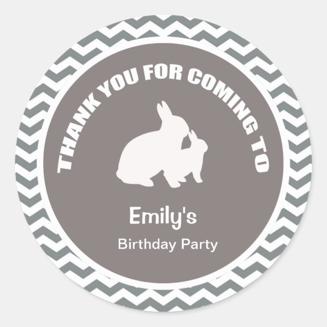 Adesivo Obrigado de festa de aniversário coelhinha, seu pr (Frente)