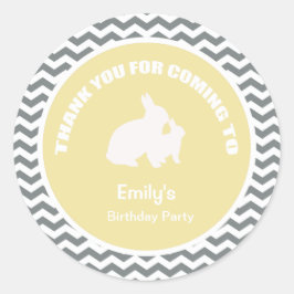 Adesivo Obrigado de festa de aniversário coelho amarelo