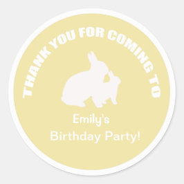 Adesivo Obrigado de festa de aniversário coelho, seu adesi