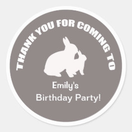 Adesivo Obrigado de festa de aniversário coelho, seu adesi