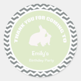 Adesivo Obrigado de festa de aniversário coelho, seu adesi