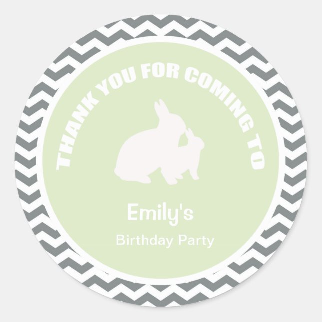 Adesivo Obrigado de festa de aniversário coelho, seu adesi (Frente)