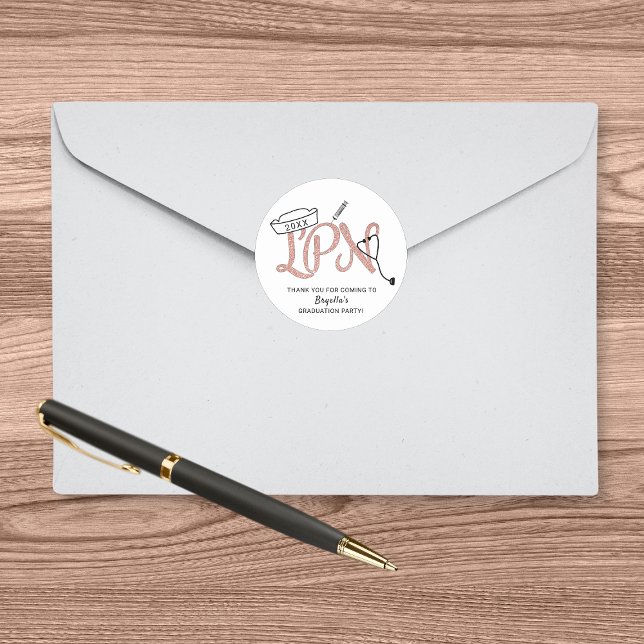 Adesivo Obrigado de festa de formatura LPN favorece os aut (Criador carregado)