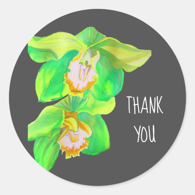 Adesivo Obrigado de flor de orquídea aquarela (Frente)