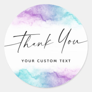 Adesivo Obrigado de fonte manuscrito você aqua cor d'água