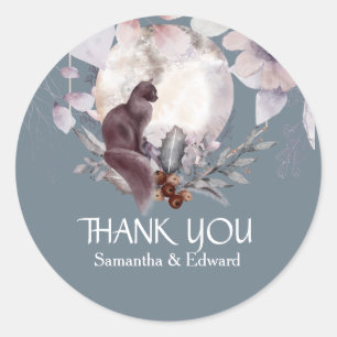 Adesivo Obrigado de lua de gato preto azul-escuro 