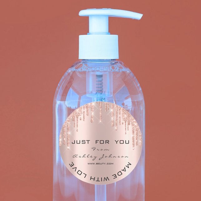 Adesivo Obrigado de luxo Rosa de  brilhante Dourado feito  (Glitter Thank Luxury Rose Gold Made With Love Classic Round Sticker)