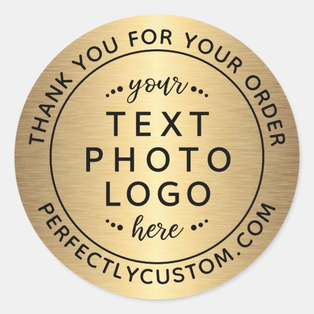 Adesivo obrigado de negócios gradiente de ouro para seu pe (Frente)