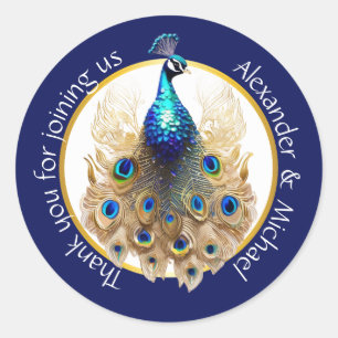 Adesivo Obrigado de ouro azul-pavão de luxo você chic 5D