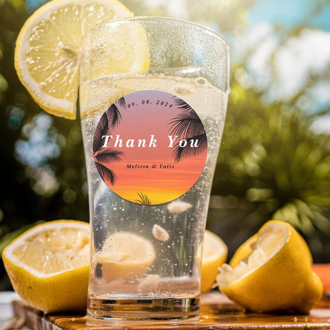 Adesivo Obrigado de praia do pôr do sol com água (Criador carregado)