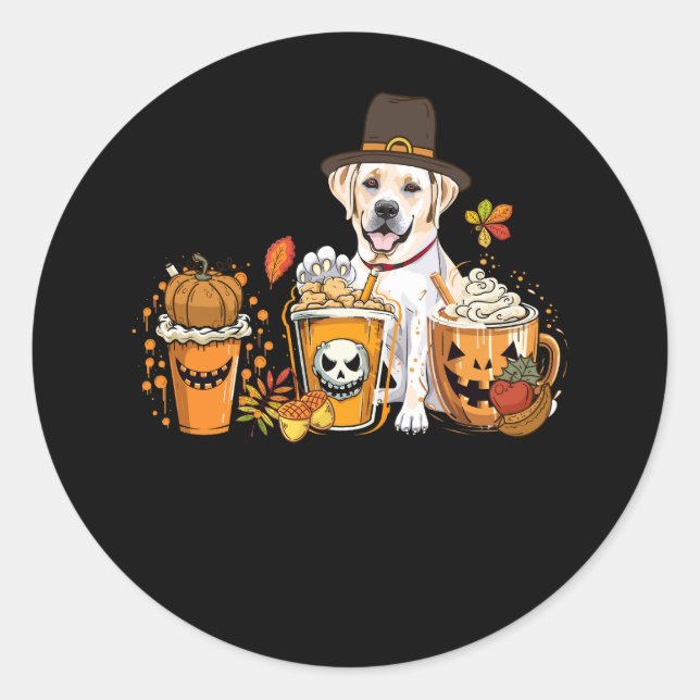 Adesivo Obrigado De Pumpkin De Café Do Retriever (Frente)
