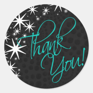 Adesivo Obrigado de Quinceañera das estrelas do preto voc