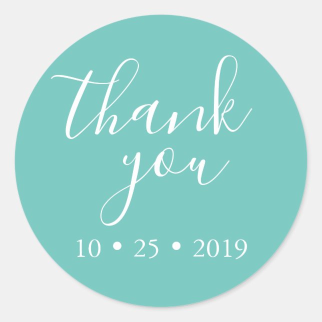 Adesivo obrigado de turquesa seu casamento elegante (Frente)