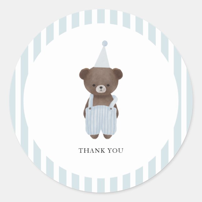 Adesivo Obrigado de ursinho azul branco (Frente)