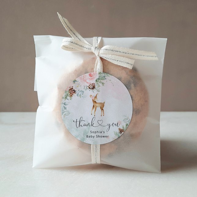 Adesivo Obrigado de veado de inverno rosa e brilhante (Criador carregado)