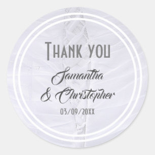 Adesivo obrigado de vestido branco