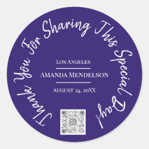 Adesivo Obrigado Dia especial Código QR Logotipo azul