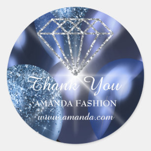 Adesivo Obrigado Diamond Name Blue Marinho Baloons