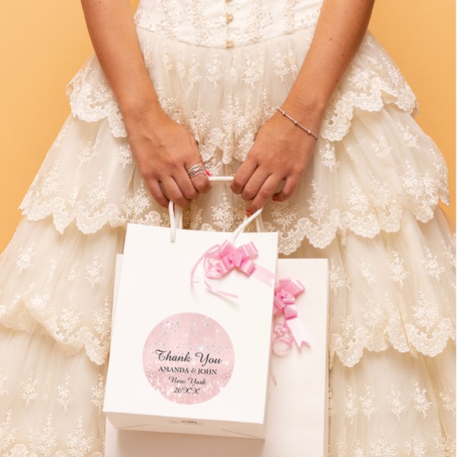 Adesivo Obrigado Diamond Name Wedding Bridal Sweet16th (Thank You Diamond Name Wedding Bridal Sweet16th Classic Round Sticker)