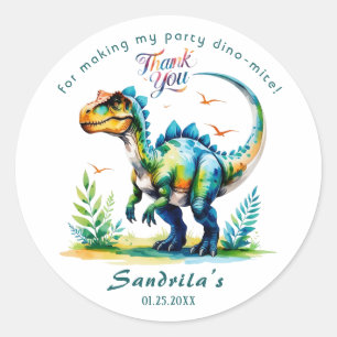 Adesivo Obrigado Dinossauro Aquarela