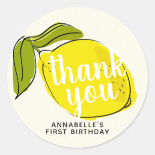 Adesivo Obrigado do amarelo do primeiro aniversario do