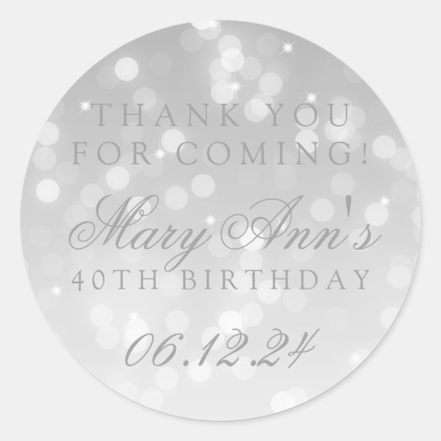 Adesivo Obrigado do aniversário de 40 anos você prateia a (Frente)