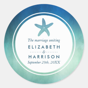 Adesivo Obrigado do casamento de praia da estrela do mar