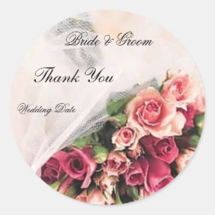 Adesivo Obrigado do casamento do buquê dos rosas você