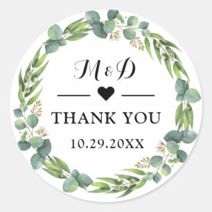 Adesivo Obrigado do favor do casamento do eucalipto você