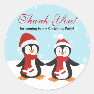 Adesivo Obrigado do feriado dos pinguins do Natal você