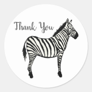Adesivo Obrigado do partido do safari da zebra você