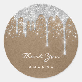 Adesivo Obrigado Doce 16º Casamento de Noiva Papel Kraft D