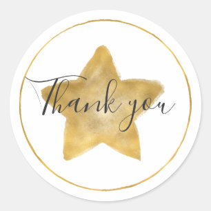 Adesivo Obrigado Dourado do círculo da estrela você