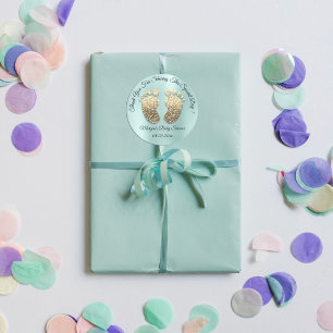 Adesivo Obrigado Dourado do favor do chá de fraldas dos