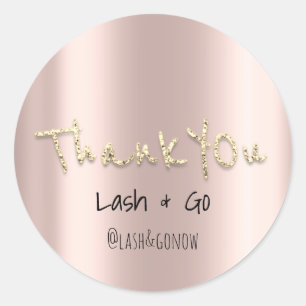 Adesivo Obrigado Dourado Favor de Casamento Doce 16º Rosa