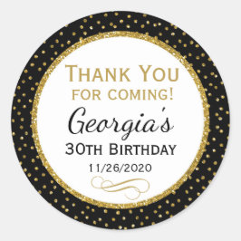 Adesivo Obrigado Dourado preto do aniversário você