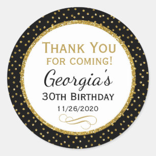 Adesivo Obrigado Dourado preto do aniversário você