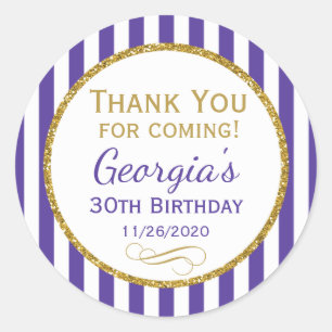 Adesivo Obrigado Dourado roxo do aniversário você para T