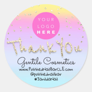 Adesivo Obrigado Dourado Sweet 16 Logotipo Nome  Ombre Azu