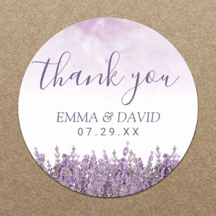 Adesivo Obrigado elegante floral do casamento da lavanda