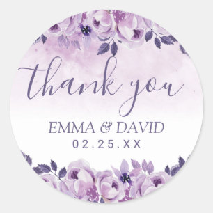 Adesivo Obrigado elegante floral malva do casamento da
